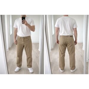 NWT Wrangler Authentics Jeans Mens 46x30 Khaki Straight Fit Stretch Casual Pants